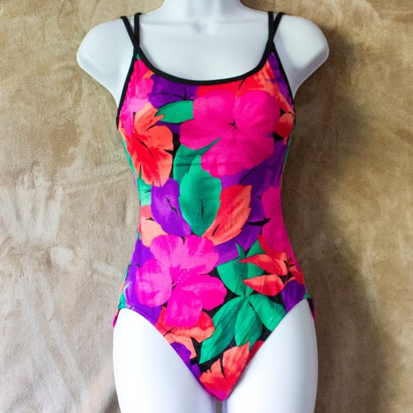 Vintage Other - Neon Vintage Swimsuit 2/$20 One Piece Floral 80s